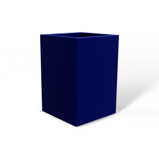 Miami corner fiberglass planter in Matte Cobalt Blue, 12 × 12 × 18 in, studio render