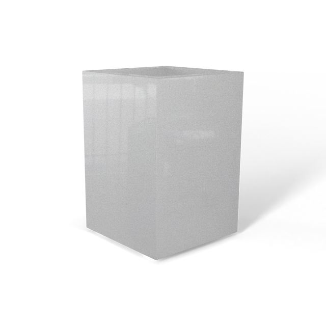 Miami corner fiberglass planter in Metallic Silver, 12 × 12 × 18 in, studio render