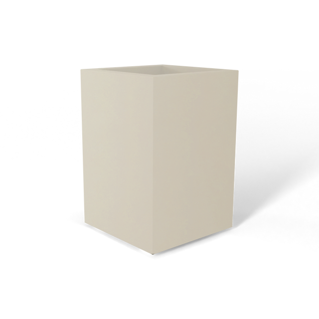 Miami corner fiberglass planter in Satin Beige, 12 × 12 × 18 in, studio render