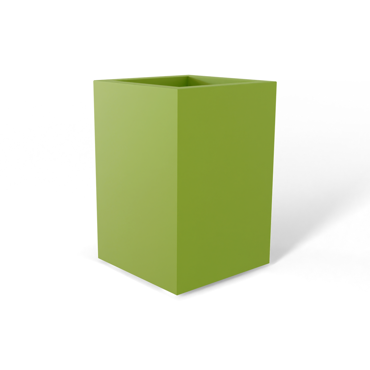 Miami corner fiberglass planter in Satin Green, 12 × 12 × 18 in, studio render