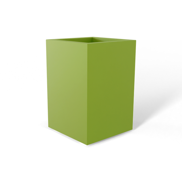 Miami corner fiberglass planter in Satin Green, 12 × 12 × 18 in, studio render
