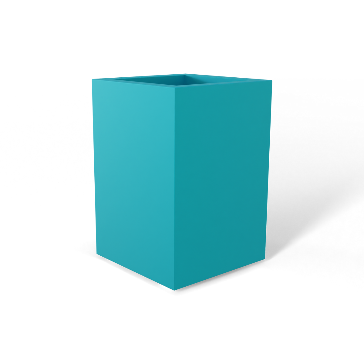 Miami corner fiberglass planter in Satin Seafoam Green, 12 × 12 × 18 in, studio render