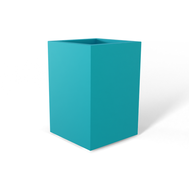 Miami corner fiberglass planter in Satin Seafoam Green, 12 × 12 × 18 in, studio render