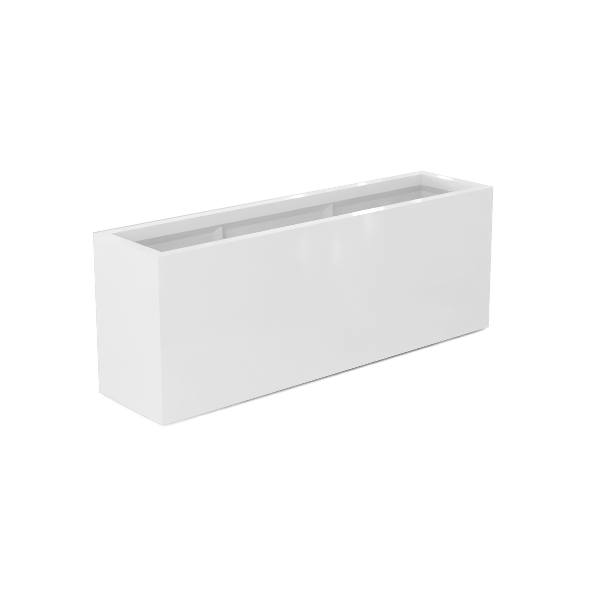 Miami narrow fiberglass planter in Gloss Bright White
