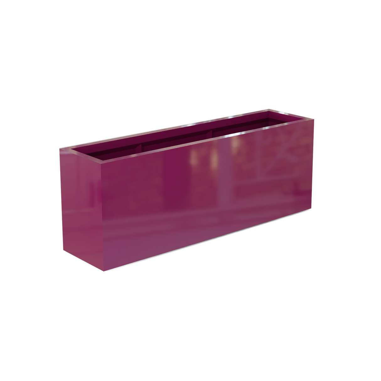 Miami narrow fiberglass planter in Gloss Eggplant