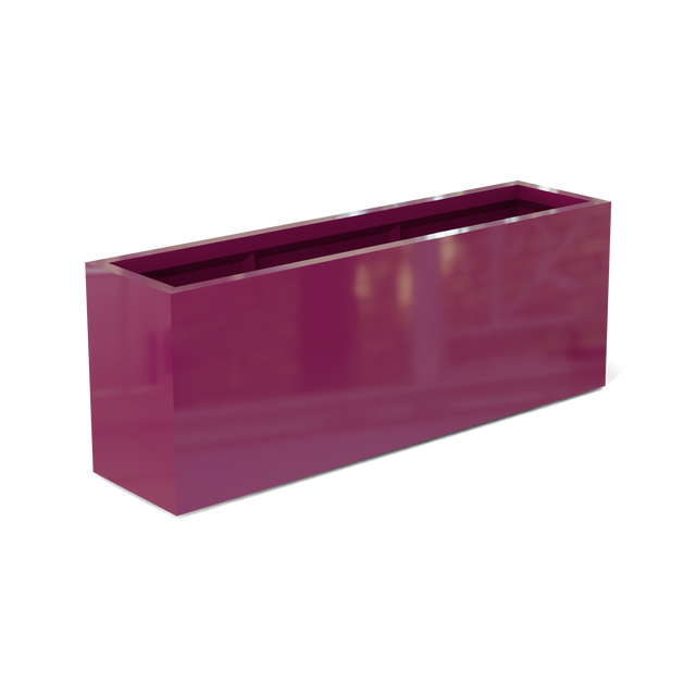 Miami narrow fiberglass planter in Gloss Eggplant, studio render