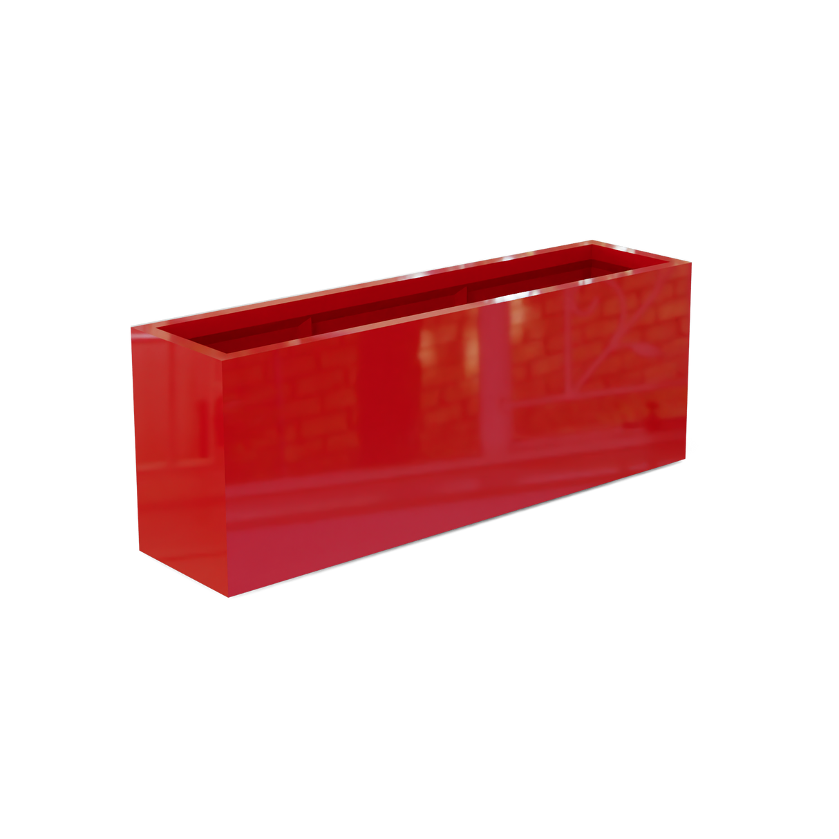 Miami narrow fiberglass planter in Gloss Red