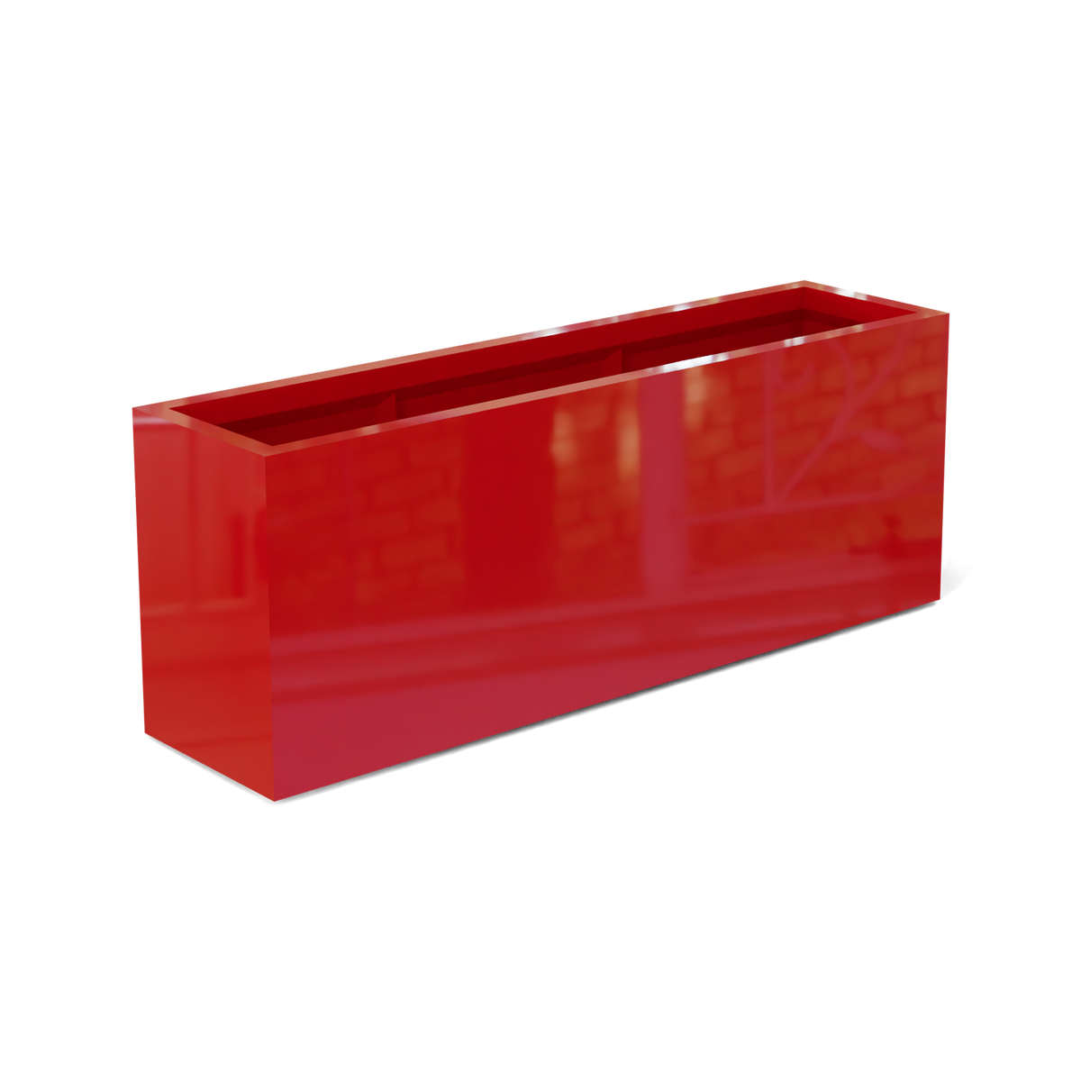 Miami narrow fiberglass planter in Gloss Red, studio render