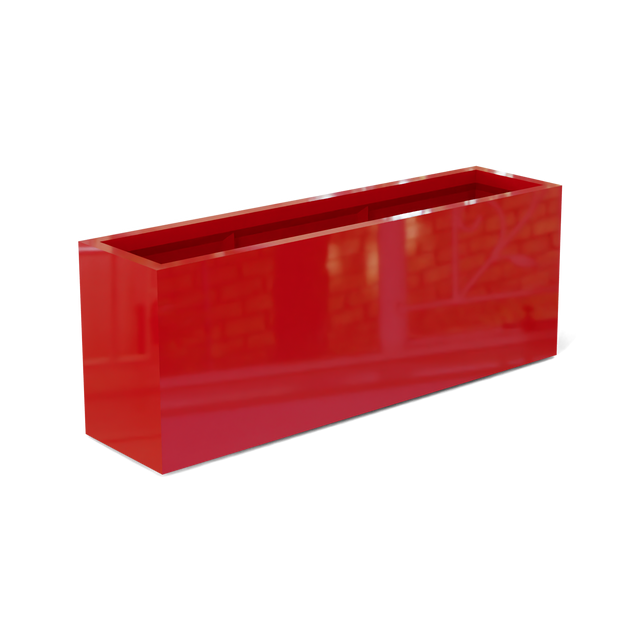 Miami narrow fiberglass planter in Gloss Red, studio render