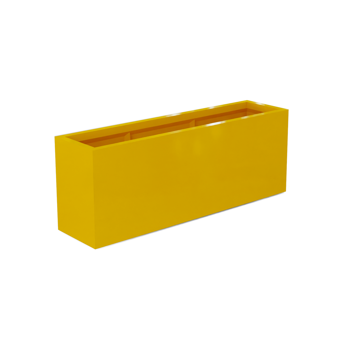 Miami narrow fiberglass planter in Gloss Saffron