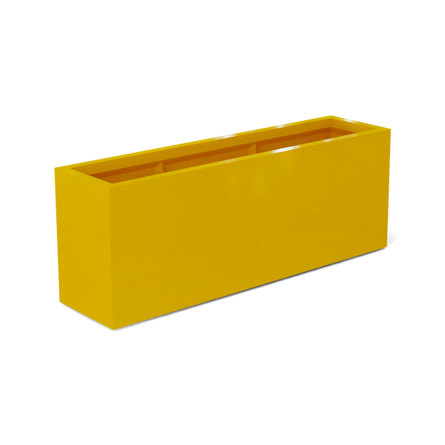 Miami narrow fiberglass planter in Gloss Saffron, studio render