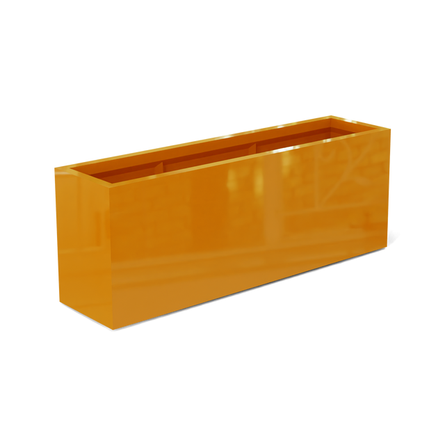Miami narrow fiberglass planter in Gloss Tangerine, studio render