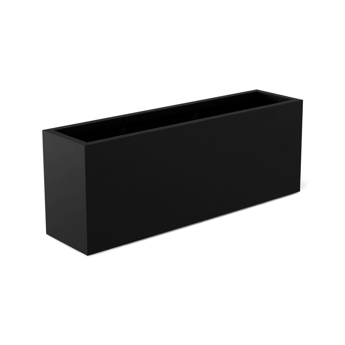 Miami narrow fiberglass planter in Matte Black, studio render