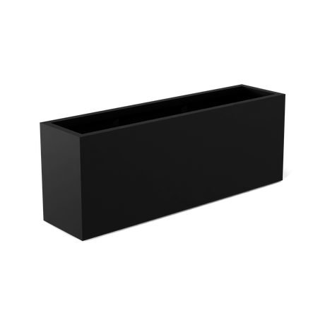Miami narrow fiberglass planter in Matte Black, studio render