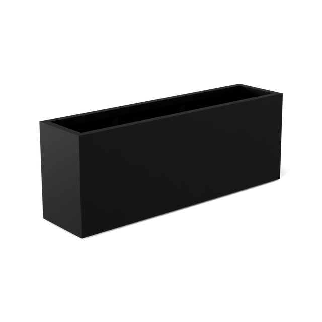Miami narrow fiberglass planter in Matte Black, studio render