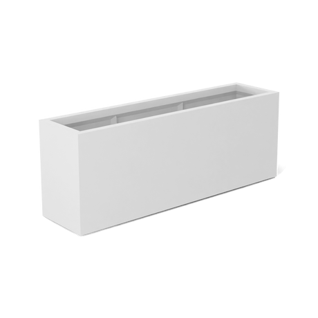Miami narrow fiberglass planter in Matte Bright White, studio render