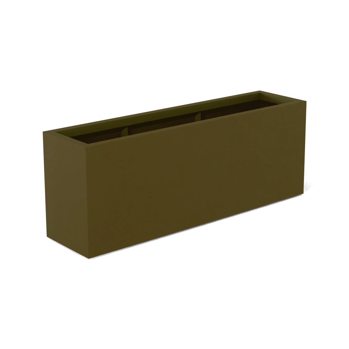 Miami narrow fiberglass planter in Matte Bronze, studio render