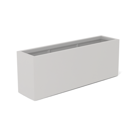 Miami narrow fiberglass planter in Matte Cement Grey, studio render