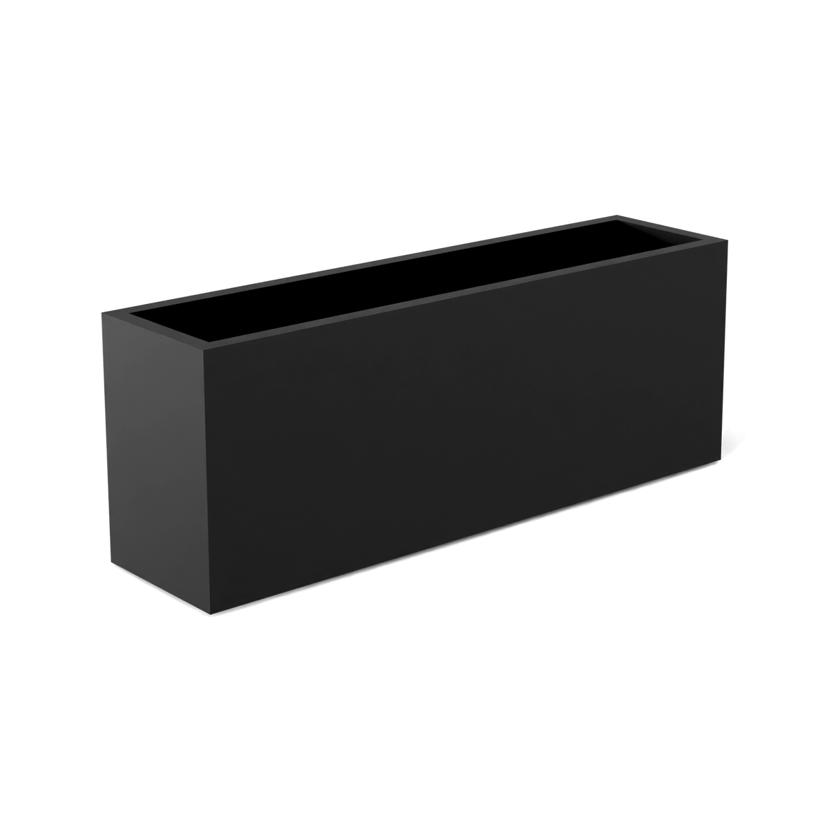 Miami narrow fiberglass planter in Matte Charcoal, studio render