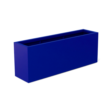 Miami narrow fiberglass planter in Matte Cobalt Blue, studio render