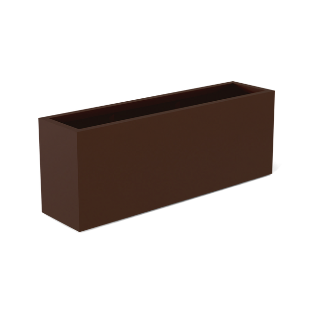 Miami narrow fiberglass planter in Matte Dark Brown, studio render