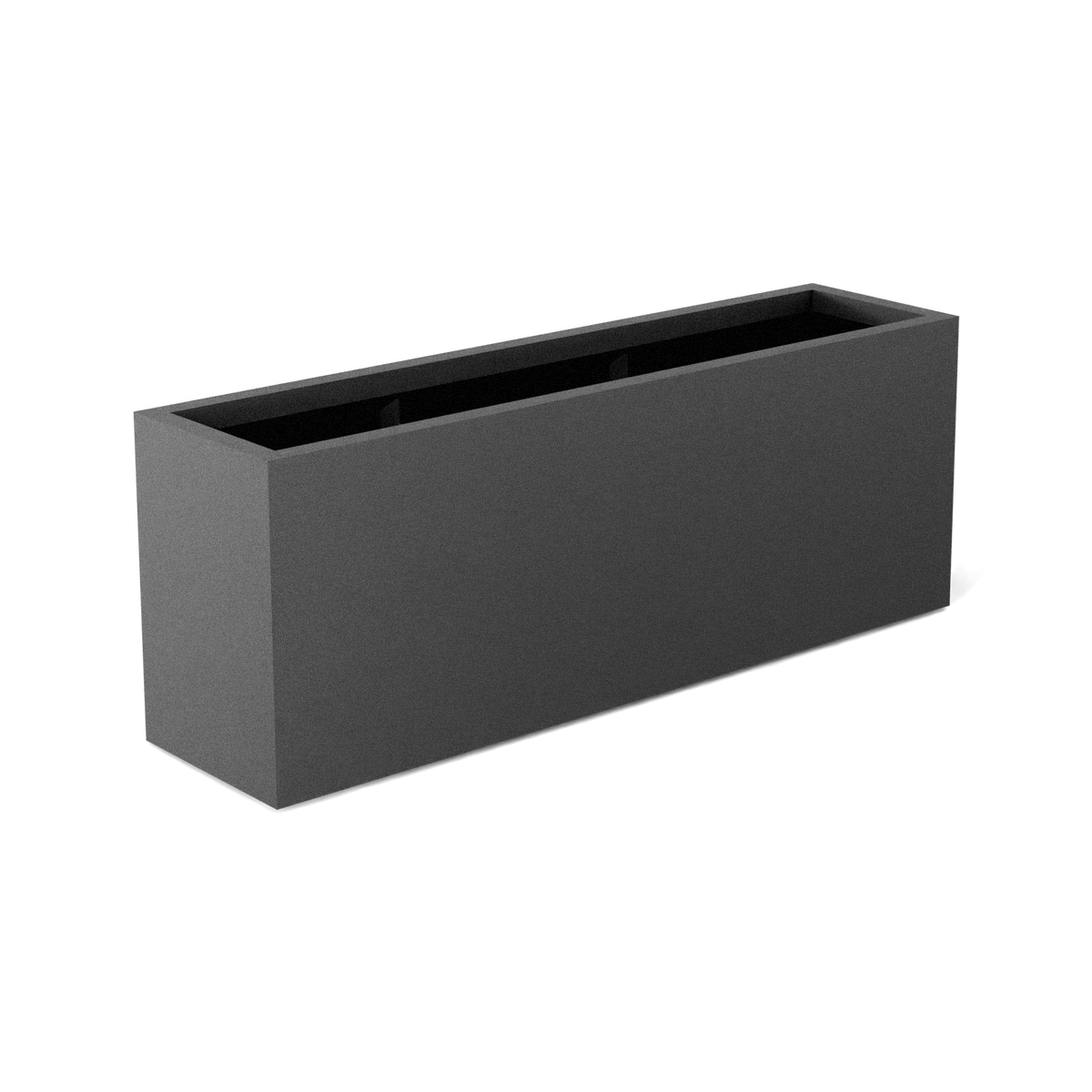 Miami narrow fiberglass planter in Matte Gunmetal, studio render
