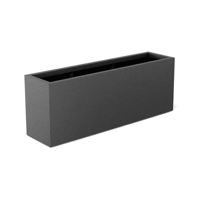 Miami narrow fiberglass planter in Matte Gunmetal, studio render