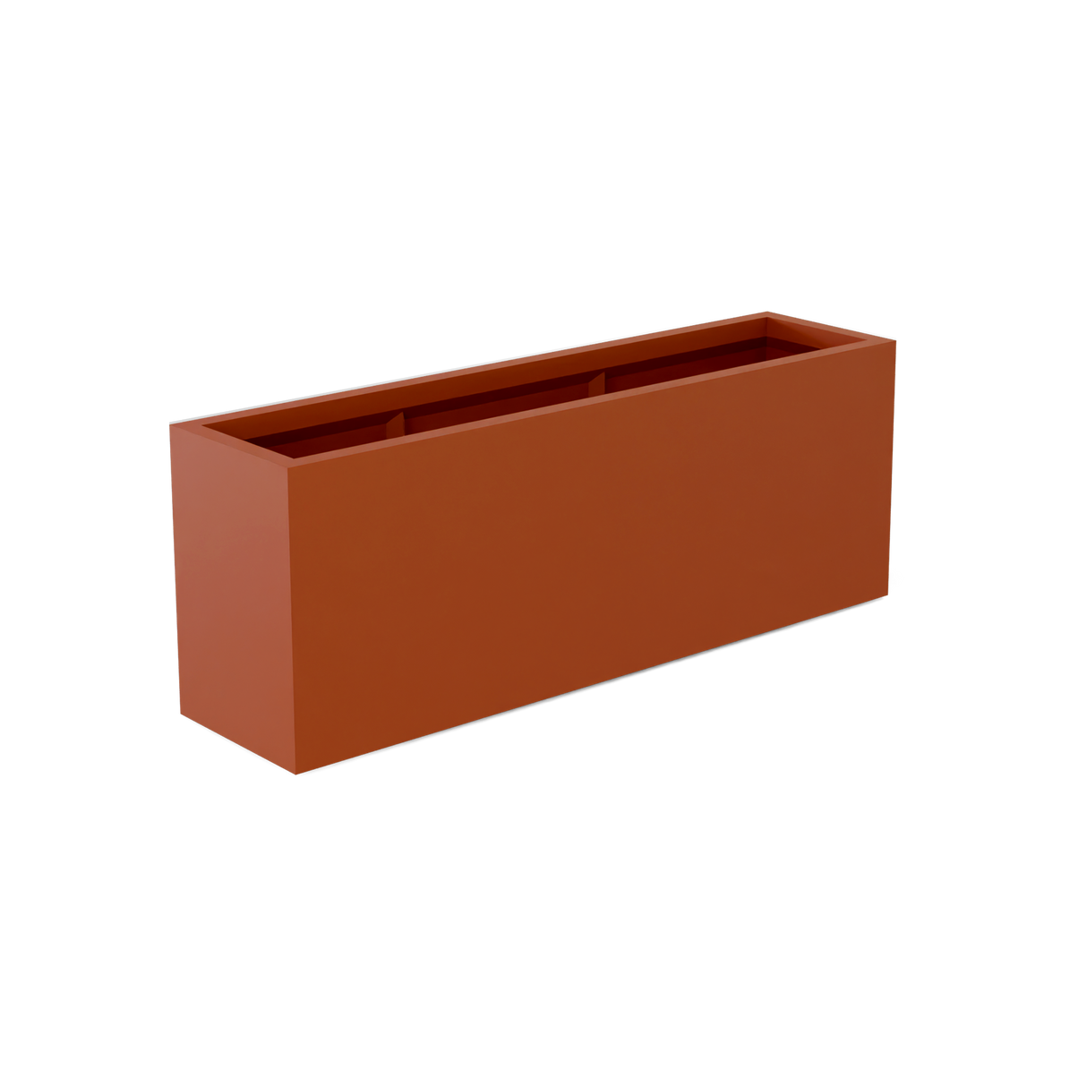 Miami narrow fiberglass planter in Matte Terra Cotta