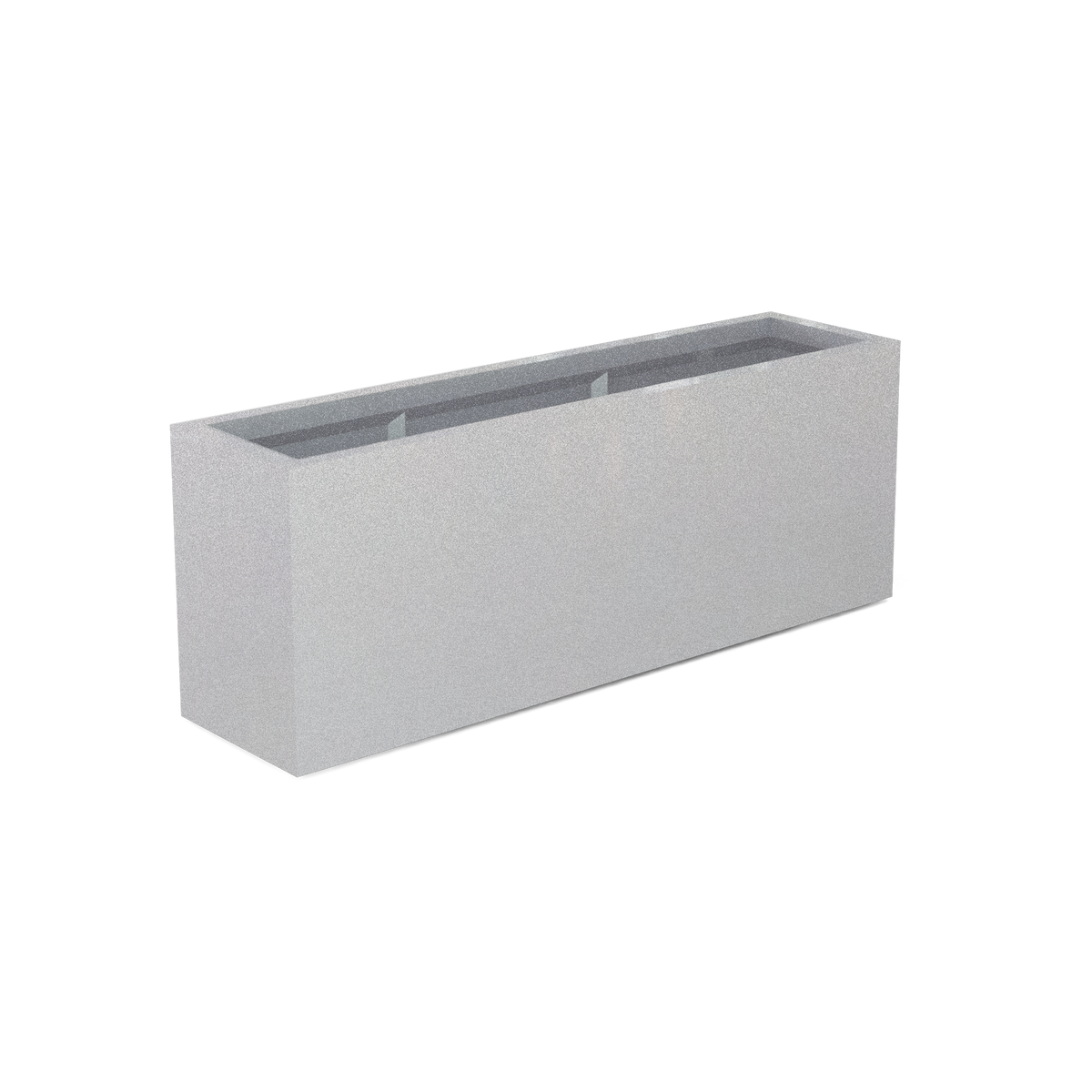 Miami narrow fiberglass planter in Metallic Silver