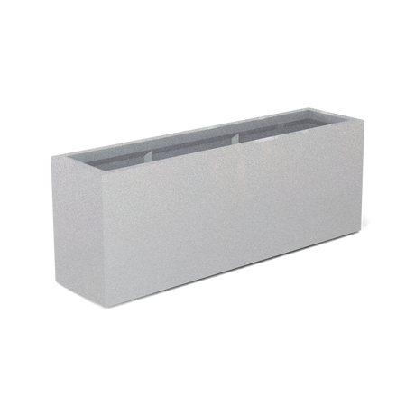 Miami narrow fiberglass planter in Metallic Silver, studio render