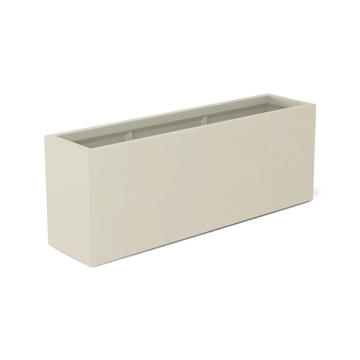 Miami narrow fiberglass planter in Satin Beige, studio render