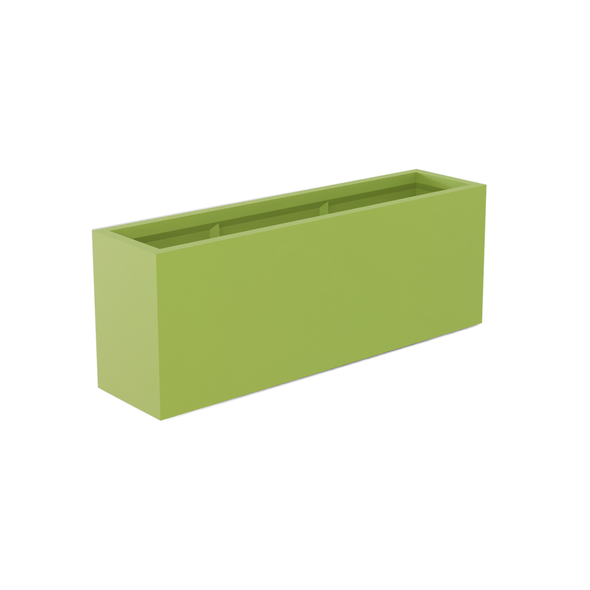 Miami narrow fiberglass planter in Satin Green