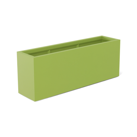 Miami narrow fiberglass planter in Satin Green, studio render