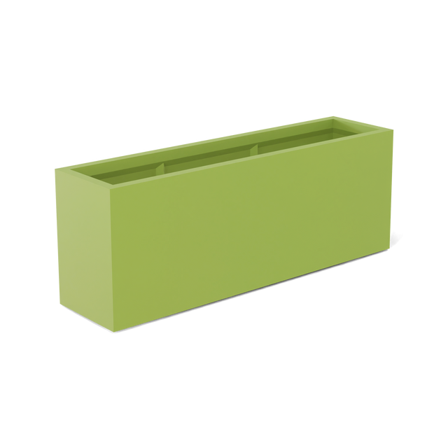 Miami narrow fiberglass planter in Satin Green, studio render
