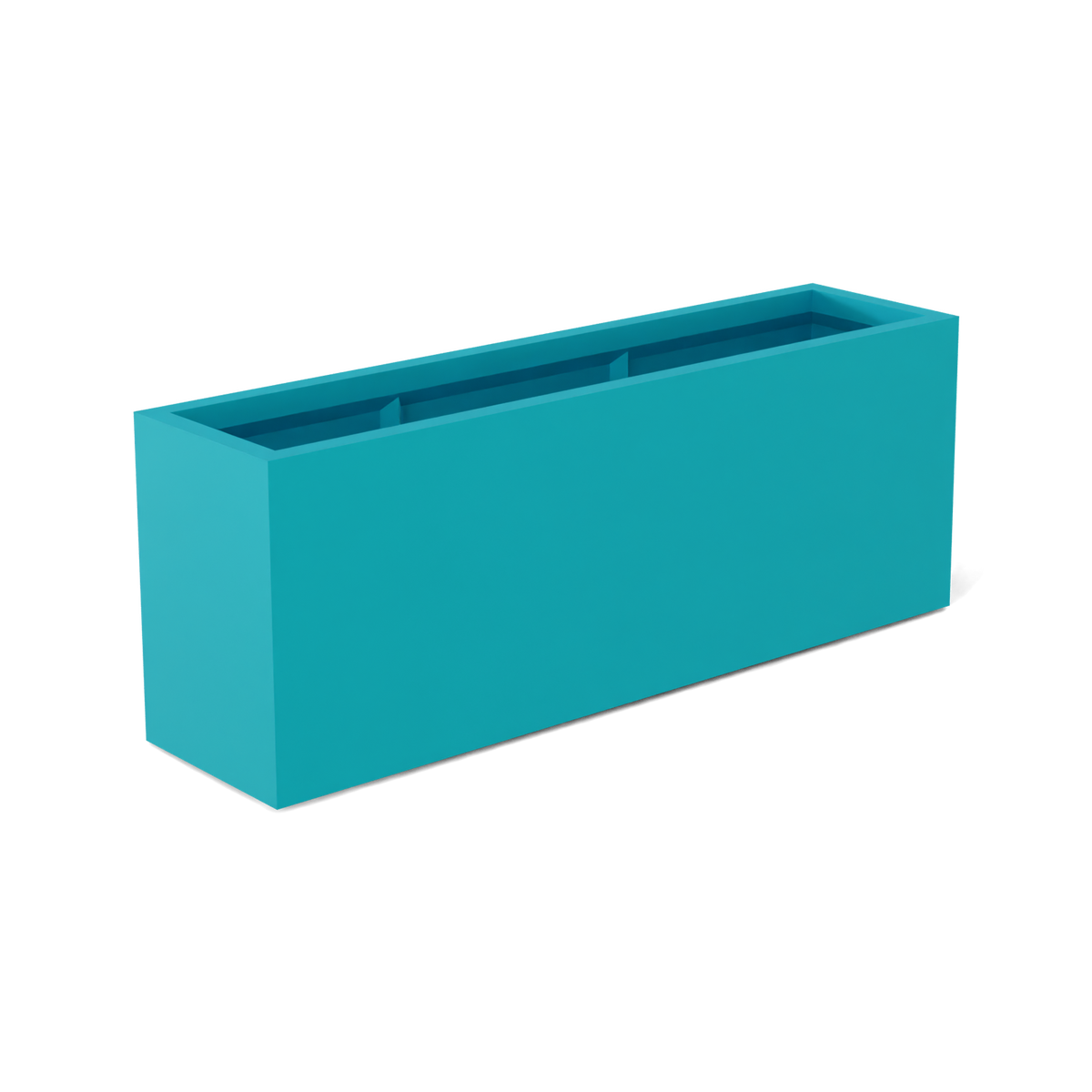 Miami narrow fiberglass planter in Satin Seafoam Green, studio render