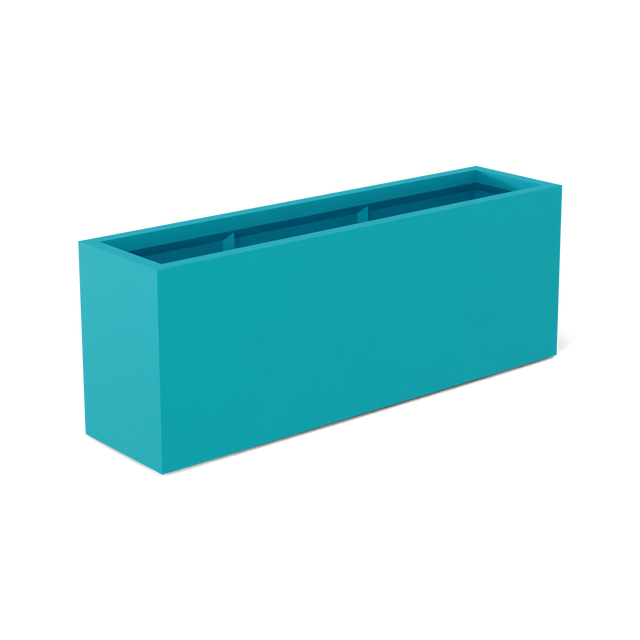 Miami narrow fiberglass planter in Satin Seafoam Green, studio render