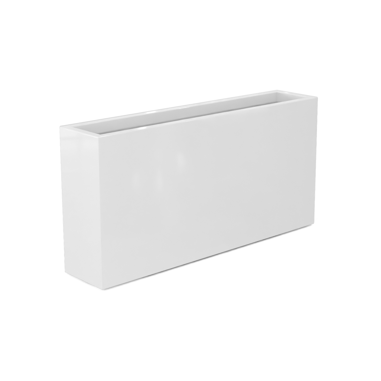 Milano narrow fiberglass planter in Gloss Bright White