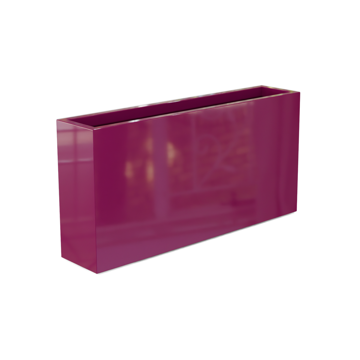 Milano narrow fiberglass planter in Gloss Eggplant