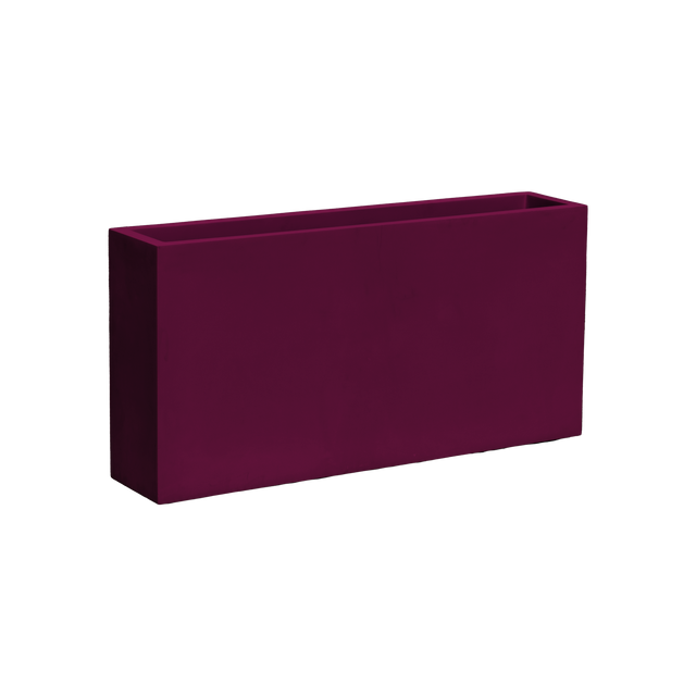 Milano narrow rectangular fiberglass planter in Gloss Eggplant, studio render