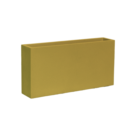 Milano narrow rectangular fiberglass planter in Gloss Metallic Gold, studio render