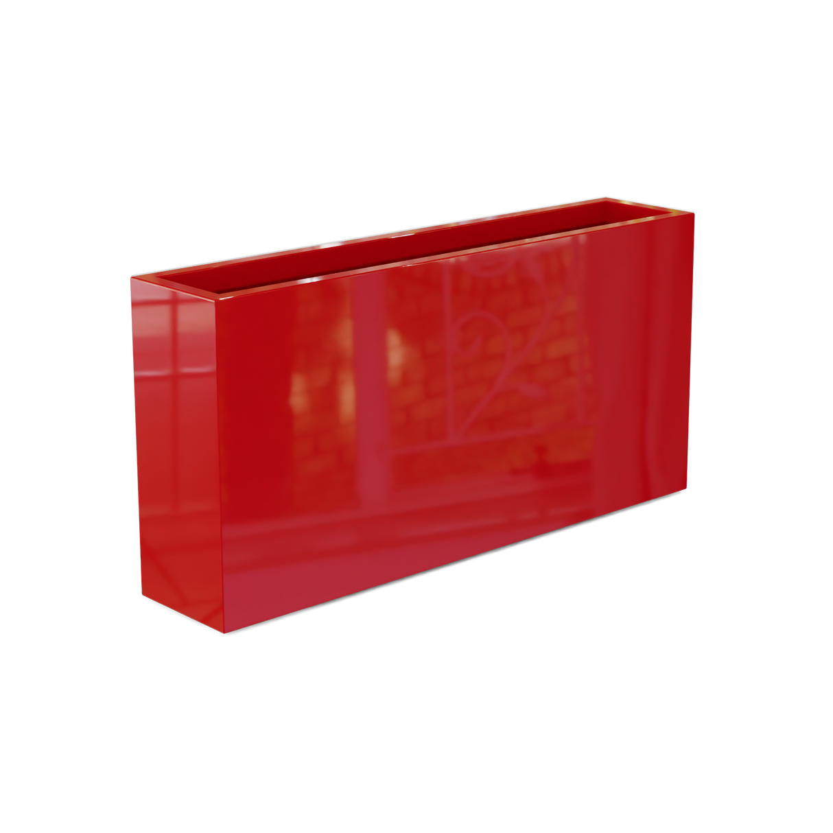 Milano narrow fiberglass planter in Gloss Red
