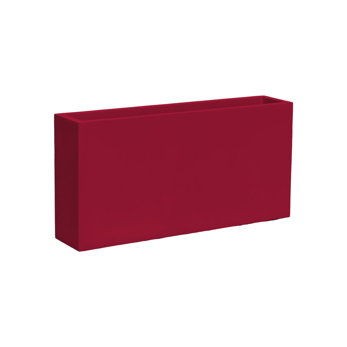 Milano narrow rectangular fiberglass planter in Gloss Red, studio render