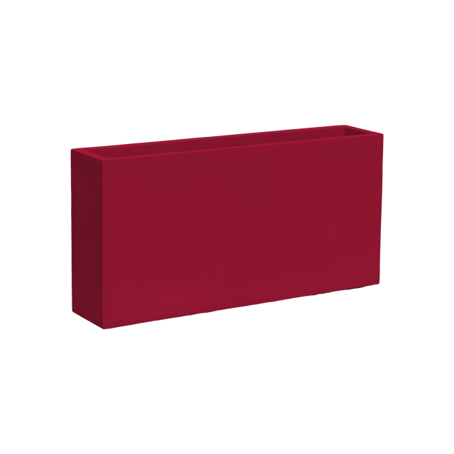 Milano narrow rectangular fiberglass planter in Gloss Red, studio render