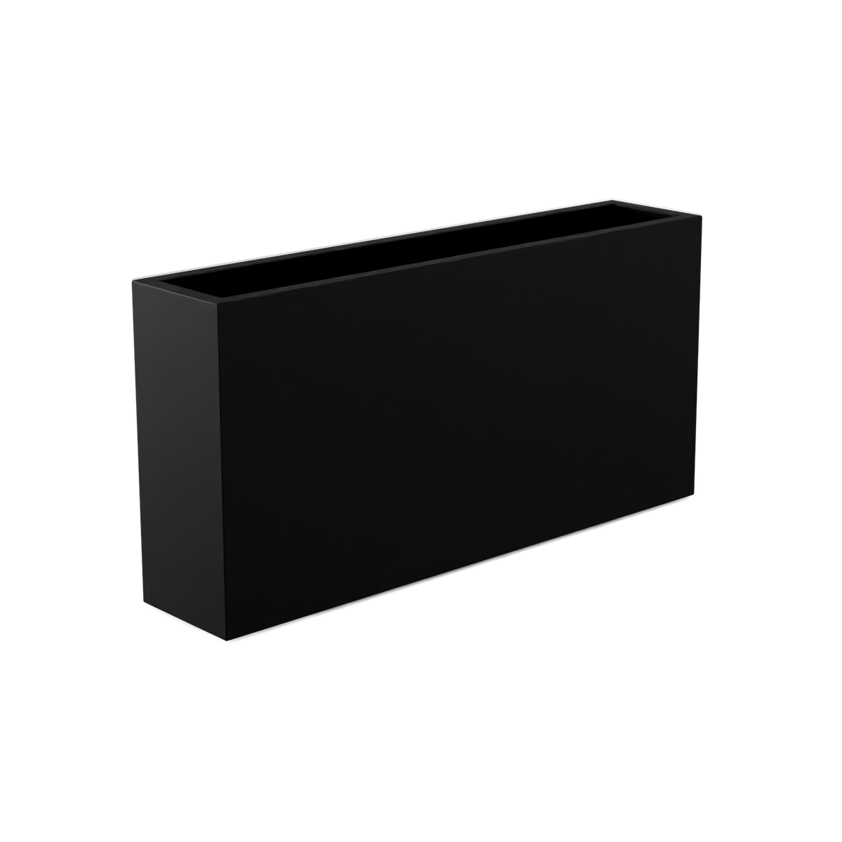 Milano narrow fiberglass planter in Matte Black