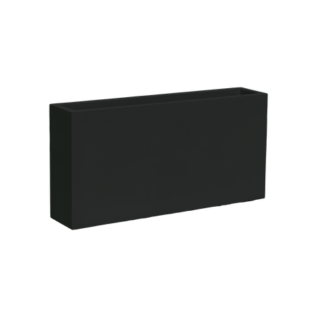 Milano narrow rectangular fiberglass planter in Matte Black, studio render