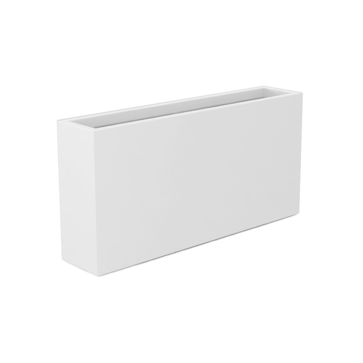 Milano narrow fiberglass planter in Matte Bright White