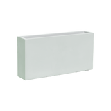 Milano narrow rectangular fiberglass planter in Matte Bright White, studio render