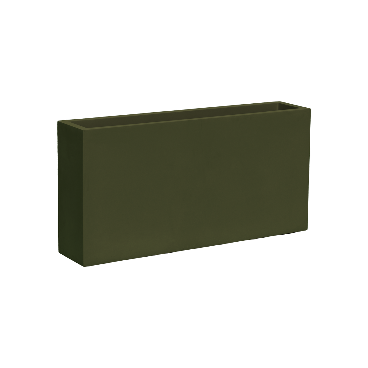 Milano narrow rectangular fiberglass planter in Matte Bronze, studio render