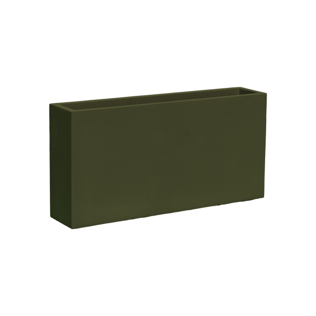 Milano narrow rectangular fiberglass planter in Matte Bronze, studio render