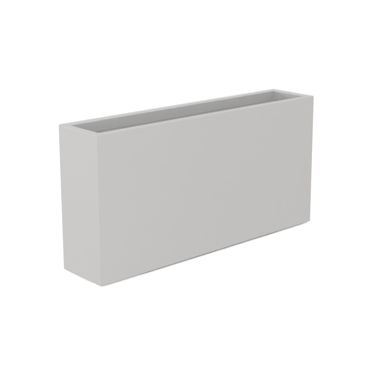 Milano narrow fiberglass planter in Matte Cement Grey